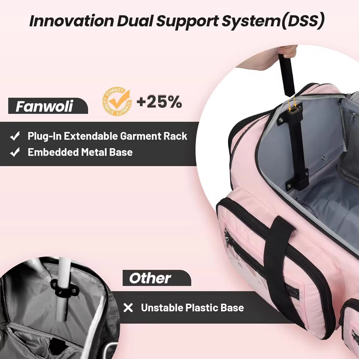 Pink Competition Duffel with Garment Rack